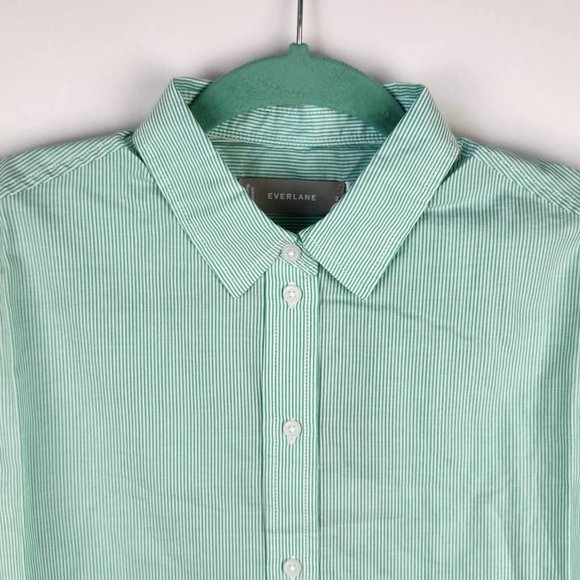 NWT Everlane Mint Pinstripe Oversized Cotton Button Up Shirt sz 00,0,2,12 - Picture 3 of 7